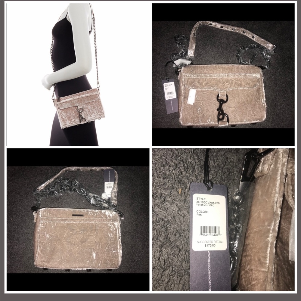 Rebecca Minkoff Velvet Mini Mac Putty NWT